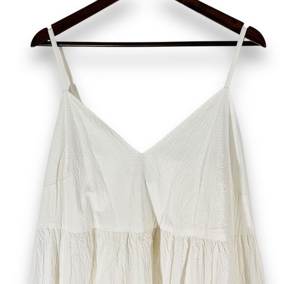 A New Day White Textured Maxi Dress Minimalist Smocked Back Summer XXL - Picture 5 of 13